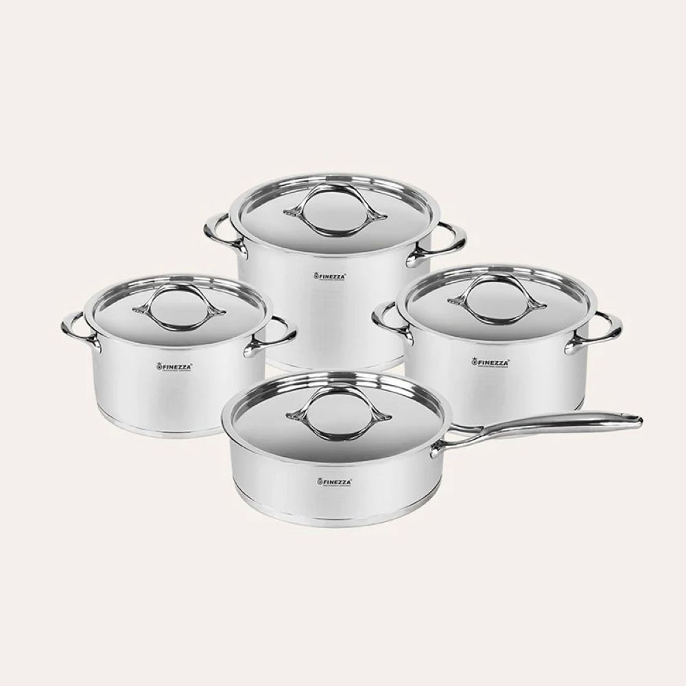 Set de Ollas FINEZZA Acero Inoxidable FZ-1008TS 8 Piezas