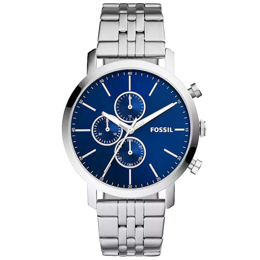 Reloj Fossil Luther BQ2686 para Hombre Cronómetro Acero Inoxidable Dial Azul