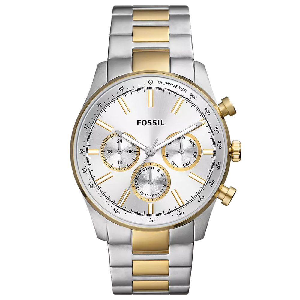 Reloj Fossil Sullivan BQ2693 Multifuncional Para Hombre Acero Inoxidable Dorado Plateado