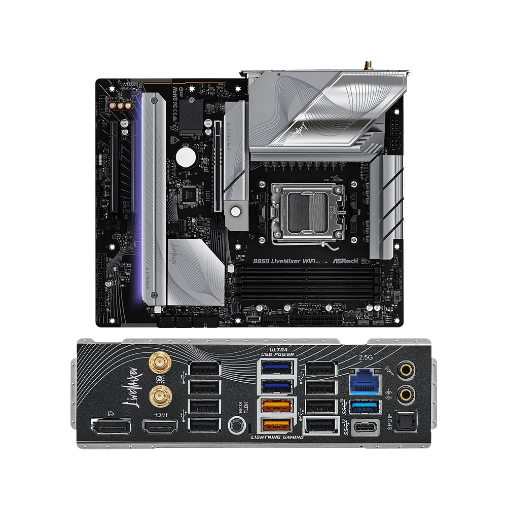 Mixer Mb Ar B850 Live, Wifi, Ddr5, Ideal Para Streaming Y Producción Musical - Performance Óptima