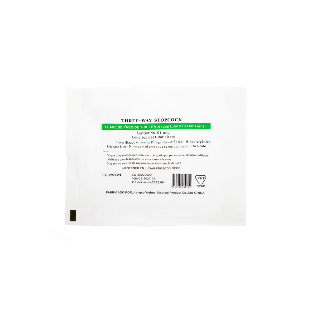 Llave de Paso Triple Vía Con Tubo de Extensión 10 CM CAJA 50 UND Llave de Paso Triple Vía Con Tubo de Extensión 10 CM CAJA 50 UND