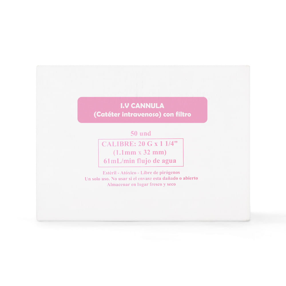 Catéter Intravenoso I.V Periférico 20 G X 1 1/4"" CAJA 50 UND