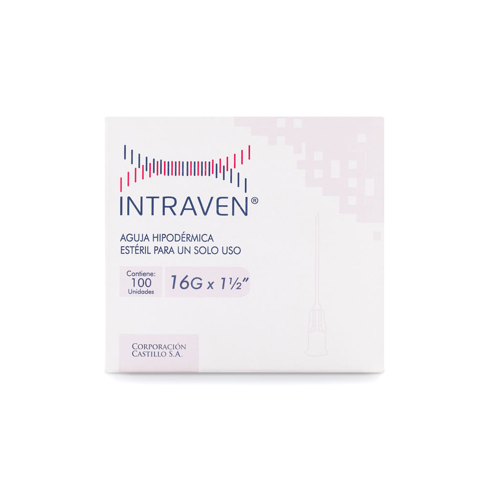 Aguja Hipodérmica Estéril 16 G X 1 1/2"" CAJA 100 UND
