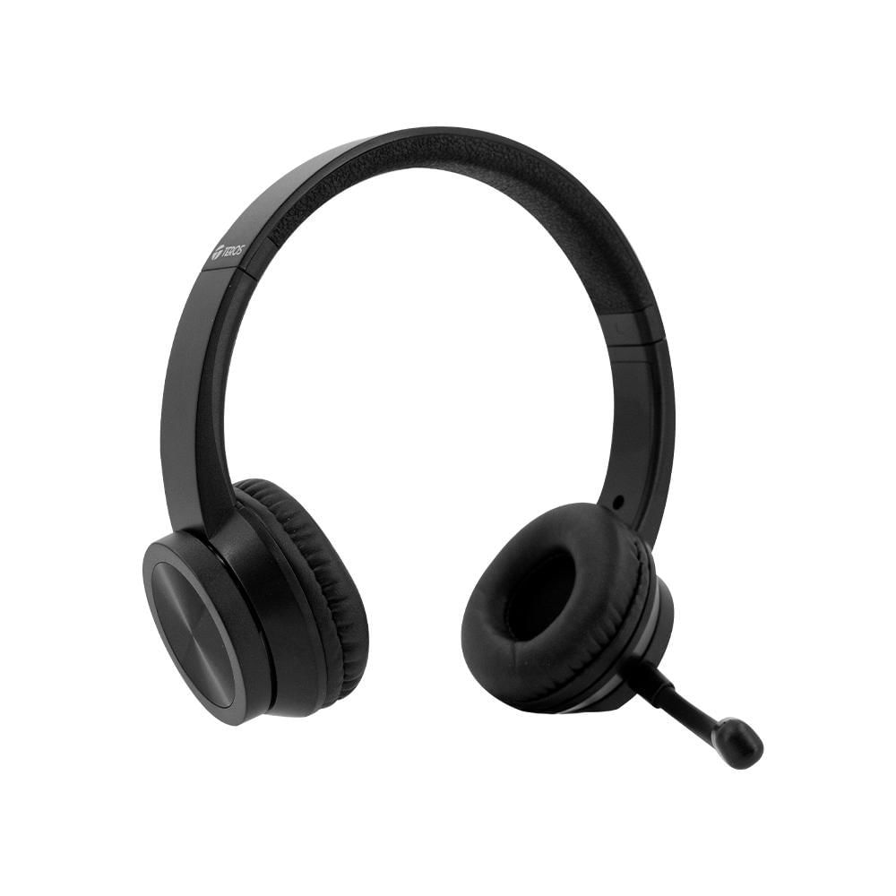 Audífonos Teros Te-8037N, Headset Estéreo Inalámbrico, Color Negro, Sonido Envolvente Y Comodidad.