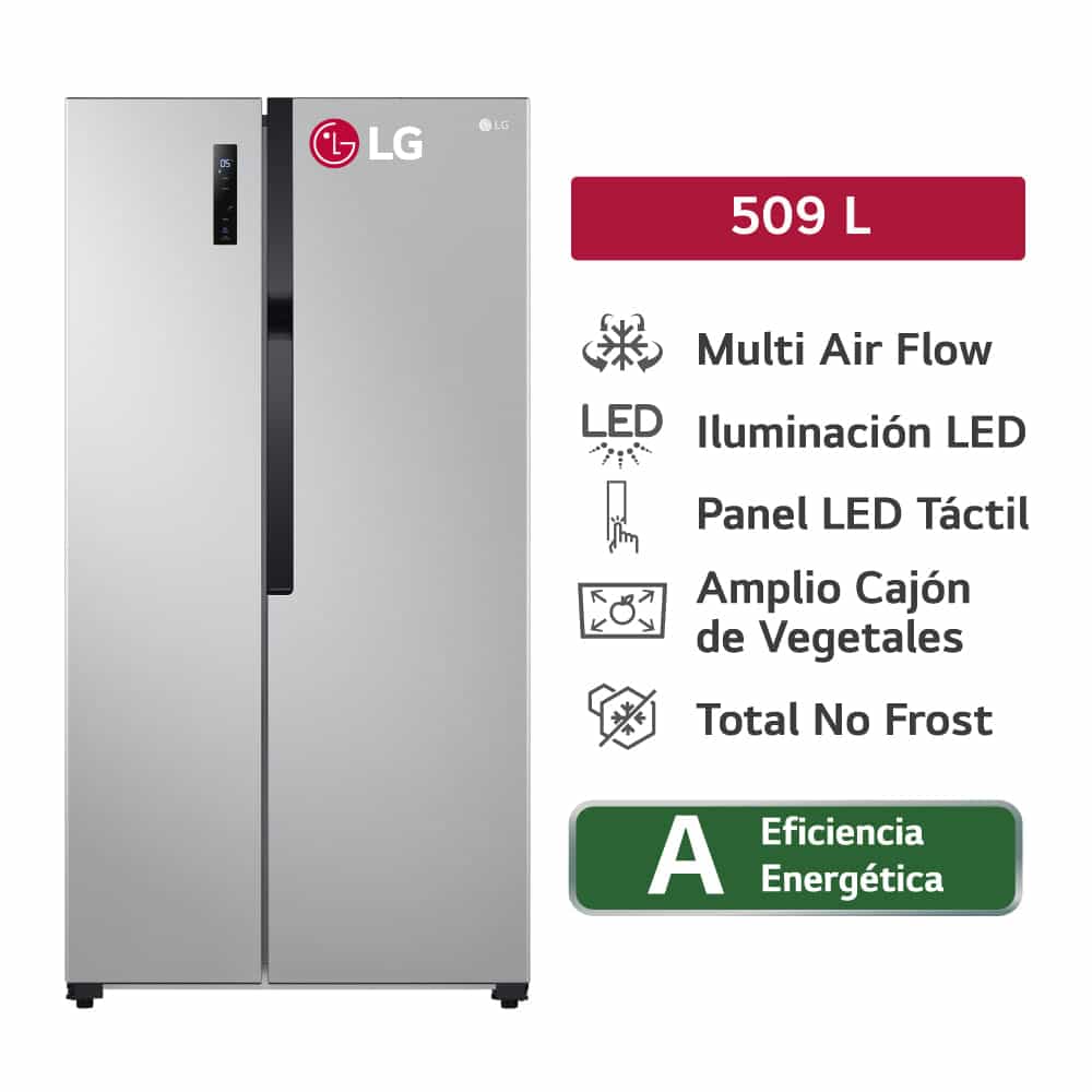 Refrigeradora LG LS51BPP 509L Multi Air Flow Side By Side Plateada