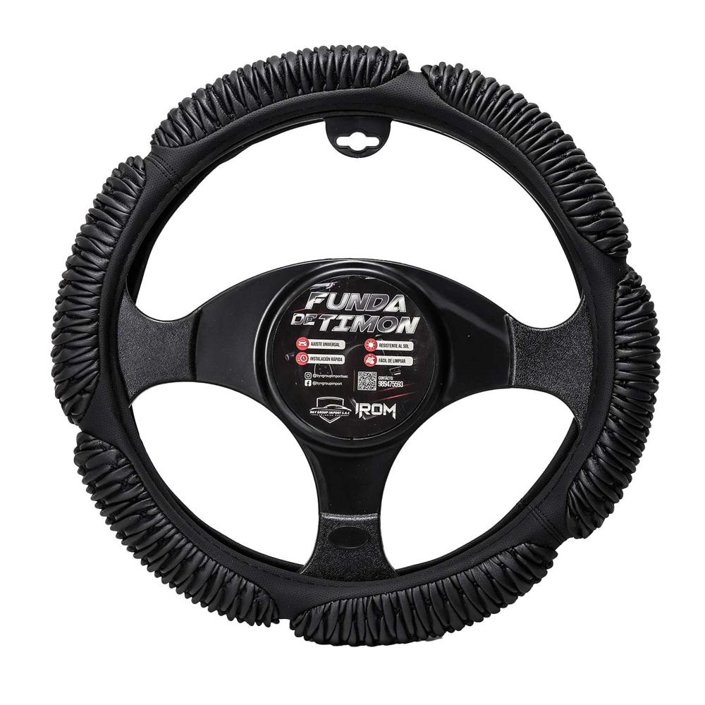 Forro De Timón Con Masajeador Acolchonado Negro De 38Cm