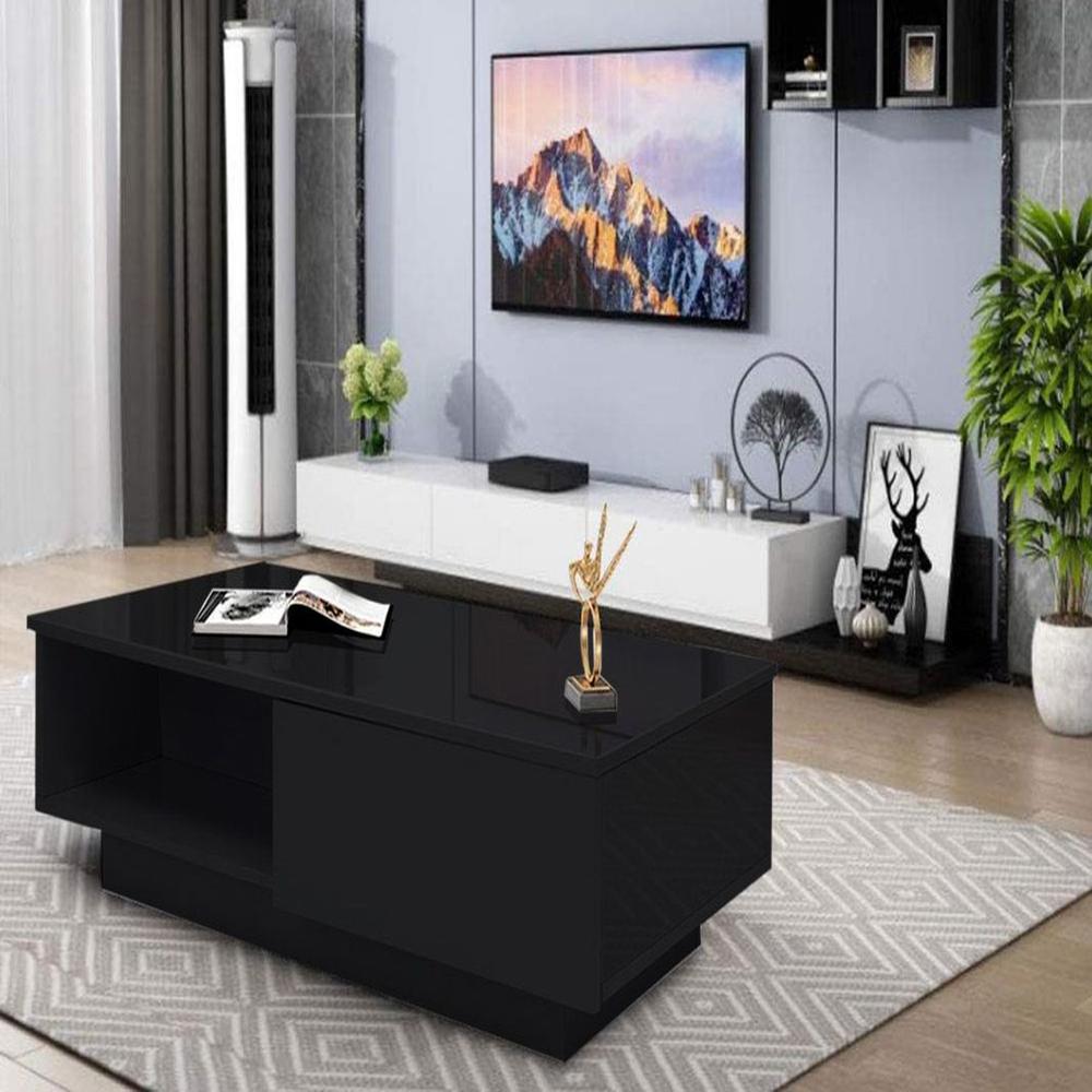 Mesa de centro Stelar con dos cajones negro - Villa Hogar Mesa de centro Stelar con dos cajones negro - Villa Hogar