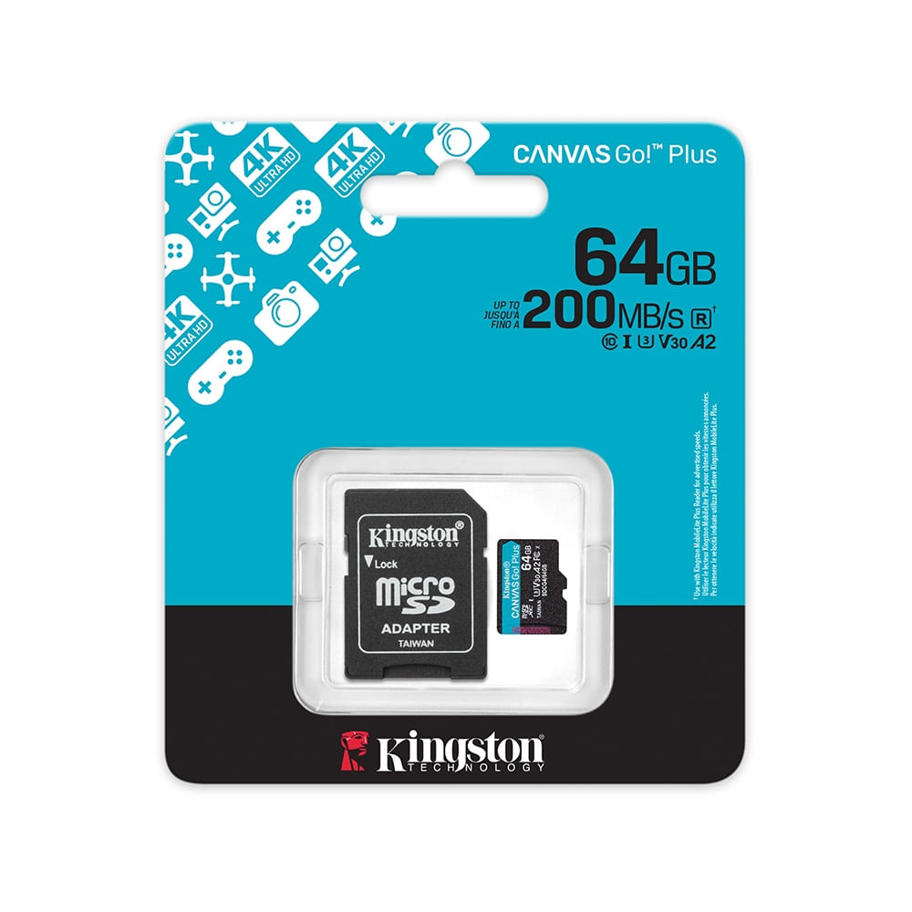 Memoria Flash microSD Kingston Canvas Go! Plus 64GB con adaptador SD -