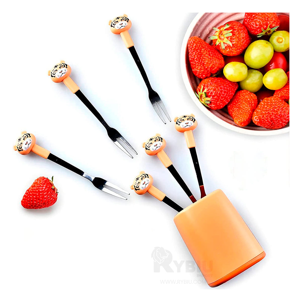 Tenedor Practico Resistente de Anaranjado Y+Papel de Regalo