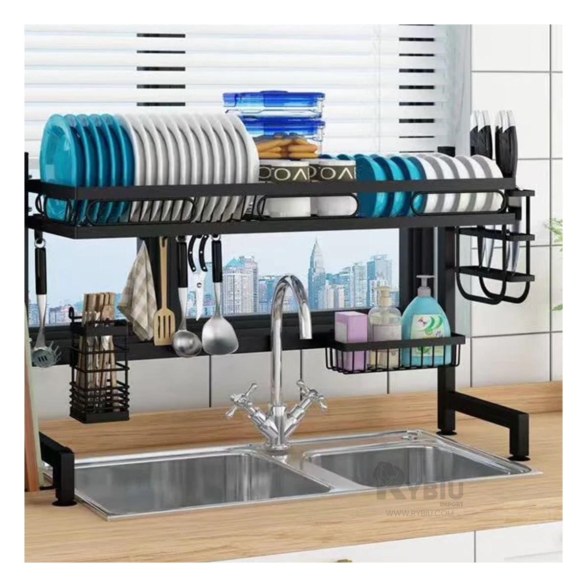 Escurridor Elegante de Platos de 65 cm en Color Negro