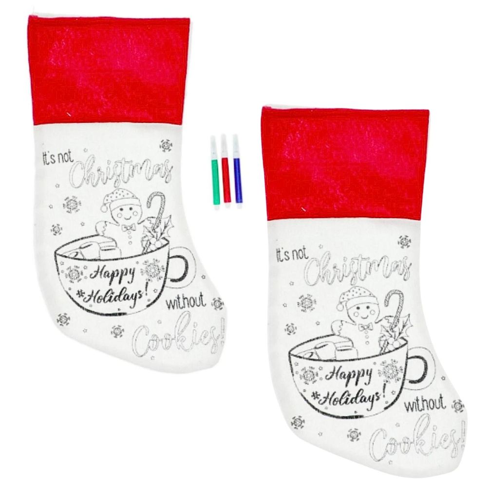 Bota Navideña para Colorear con 3 Plumones Packx2 Bota Navideña para Colorear con 3 Plumones Packx2