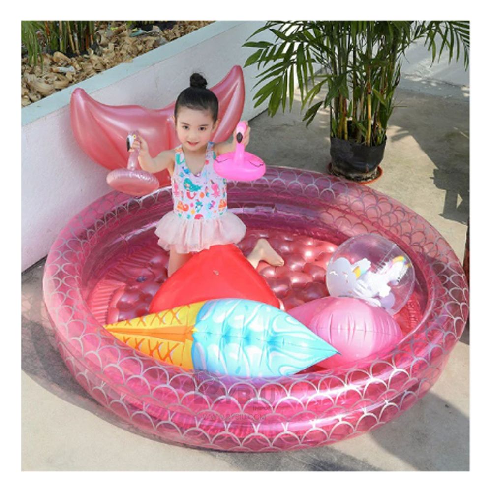 Piscina Inflable con Cola de Sirena de Color Rosado Piscina Inflable con Cola de Sirena de Color Rosado