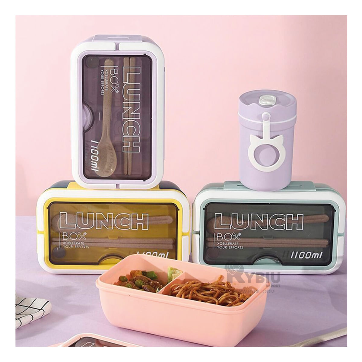 Taper Box Eficaz con Cubiertos Morado Y+Papel de Regalo