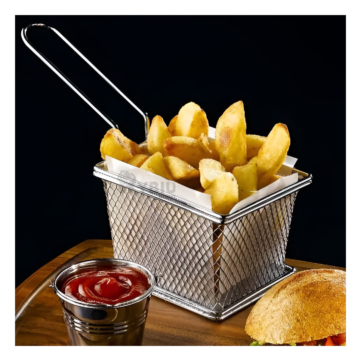Cesta Ideal para Frituras Color Plateado Y+Papel de Regalo