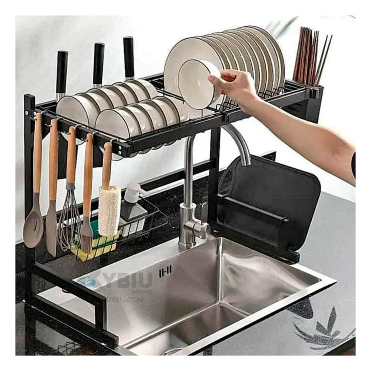 Escurridor Multiusos de Color Negro Y+Stickers