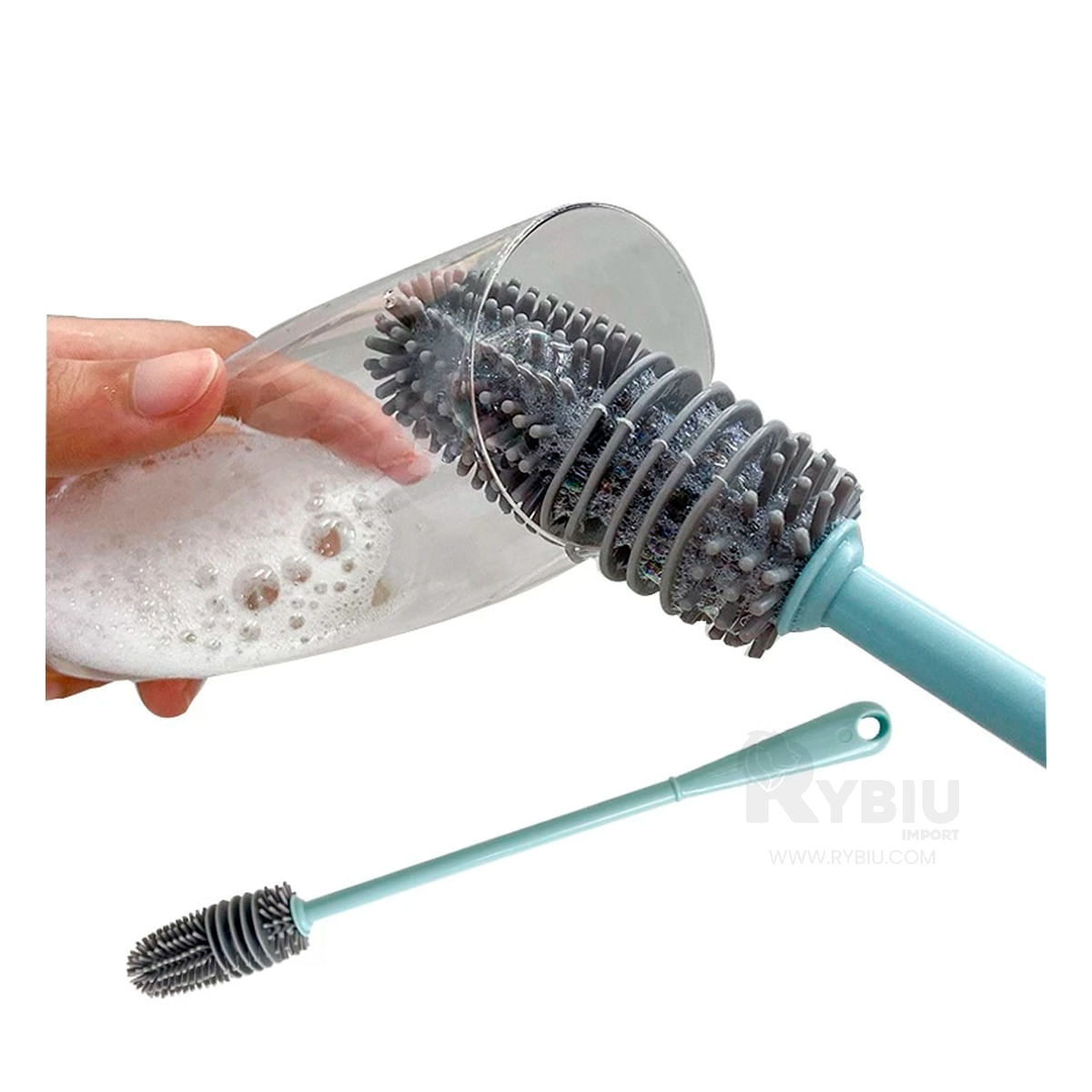 Cepillo Eficaz para Botellas de Agua Celeste Y+Stickers