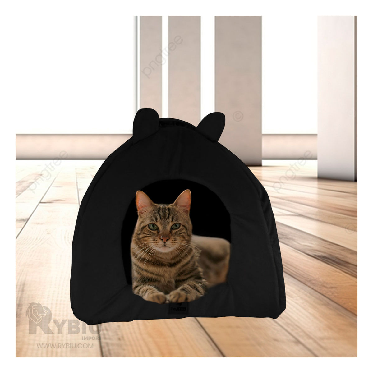 Cama de Perrro Iglu Comoda Suave en Negro Y+Papel de Regalo