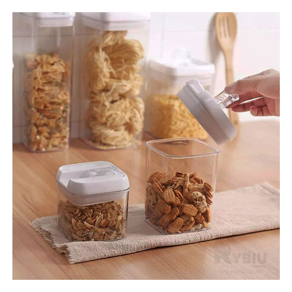 Set 4 de Almacenamiento Acrilico con Tapa Blanca