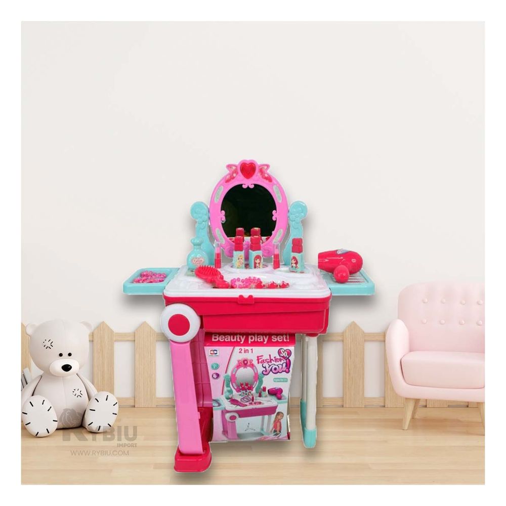 Set de Belleza 2 en 1 Maleta con Ruedas en Rosado Set de Belleza 2 en 1 Maleta con Ruedas en Rosado