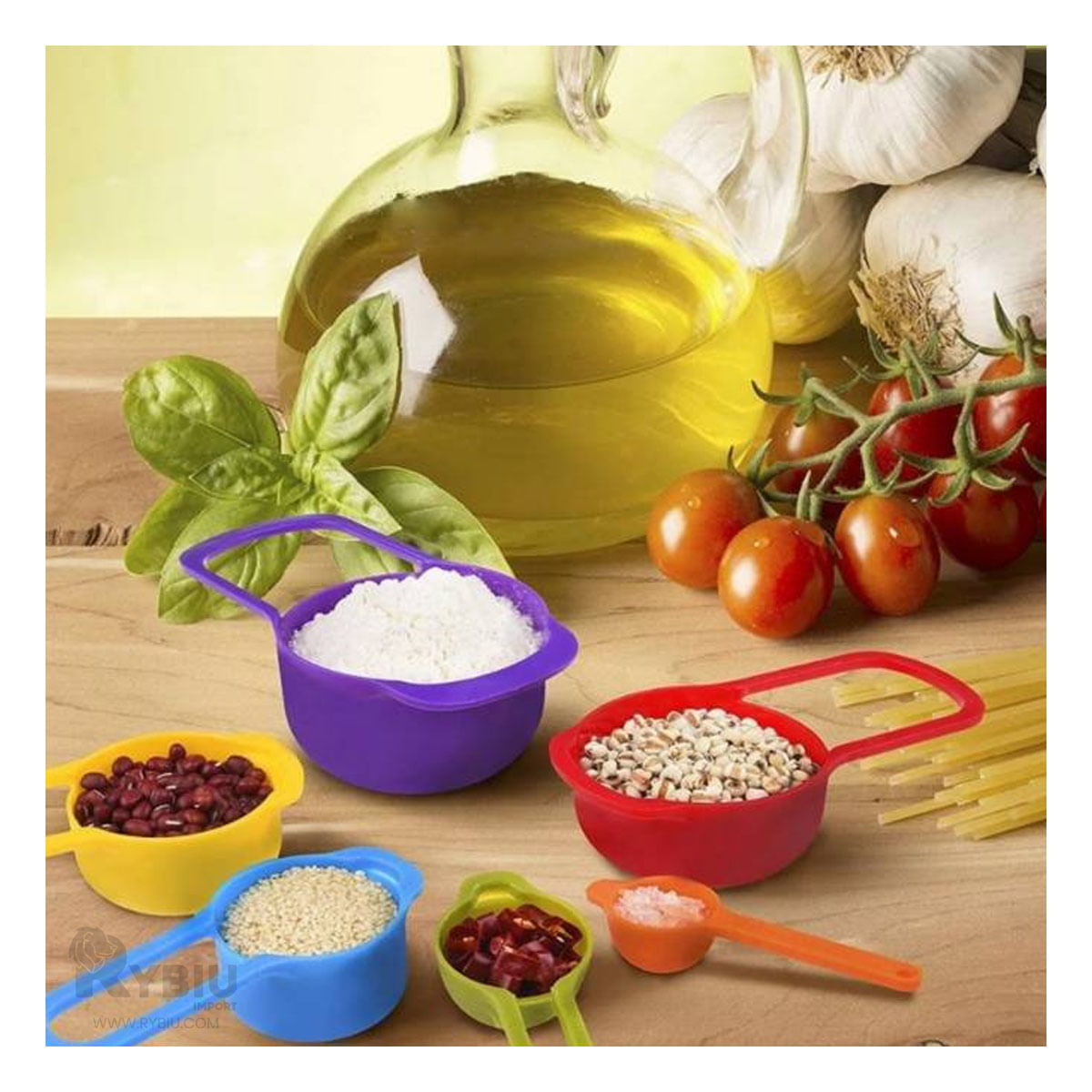 Set de 6 Tazas y Cucharas Medidoras Multicolor