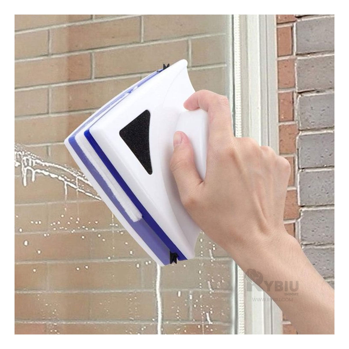 Limpiador Moderno para Vidrios en Tono Azul Y+Stickers