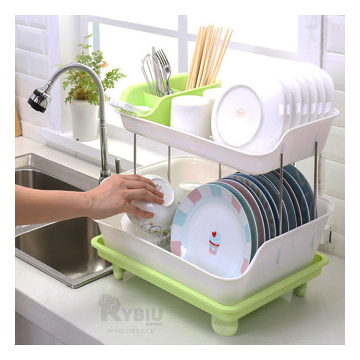 Utensilio Potente 2 Nivel en Verde Y+Post-it adhesivos