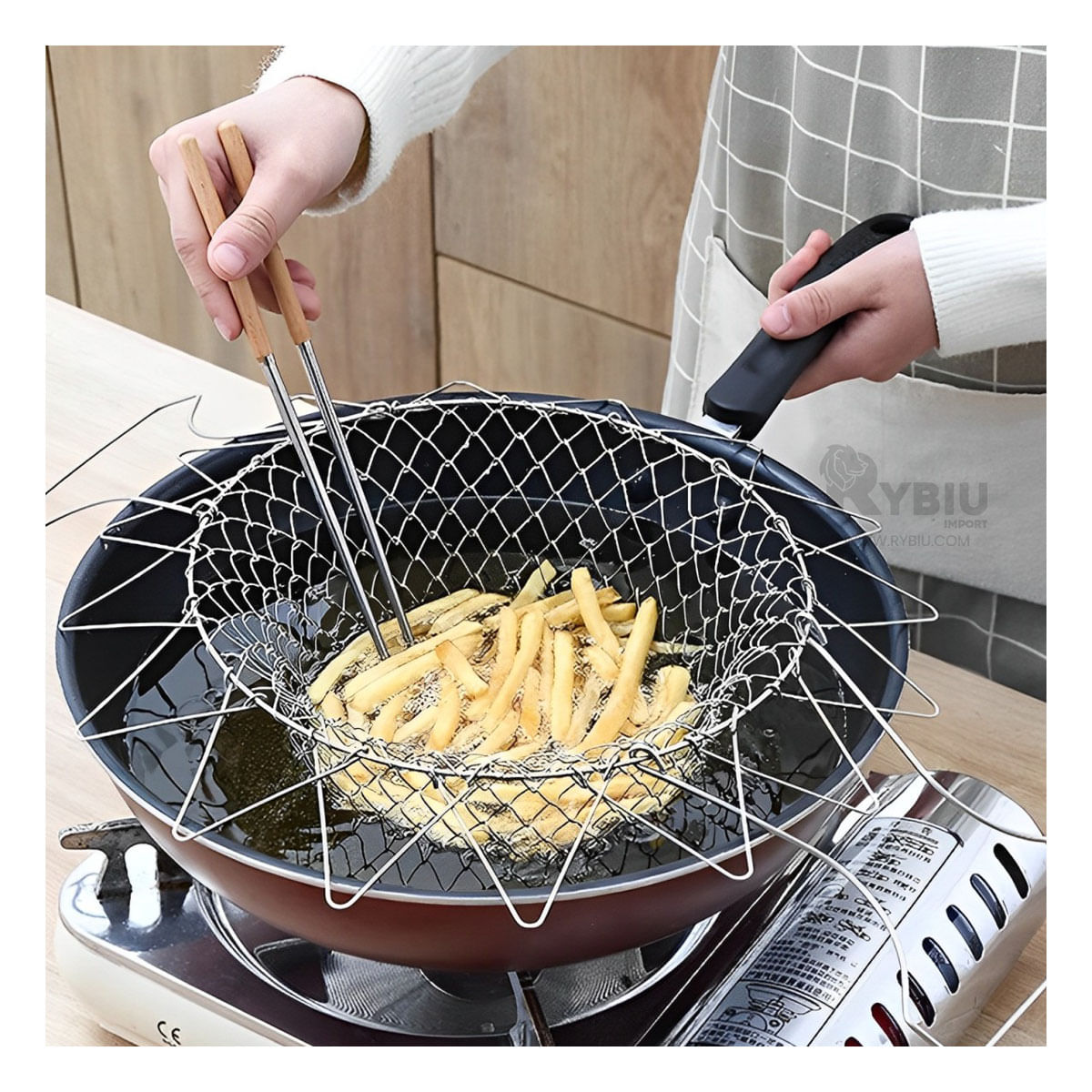 Canasta Acerada para Freir y Colar Color Plateado Y+Agendita