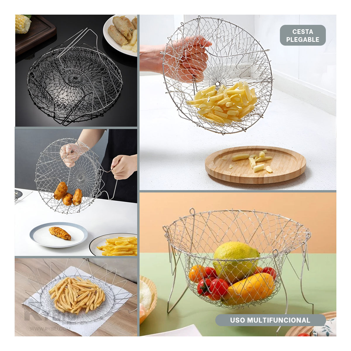 Canasta para Frituras en Color Plateado Y+Papel de Regalo