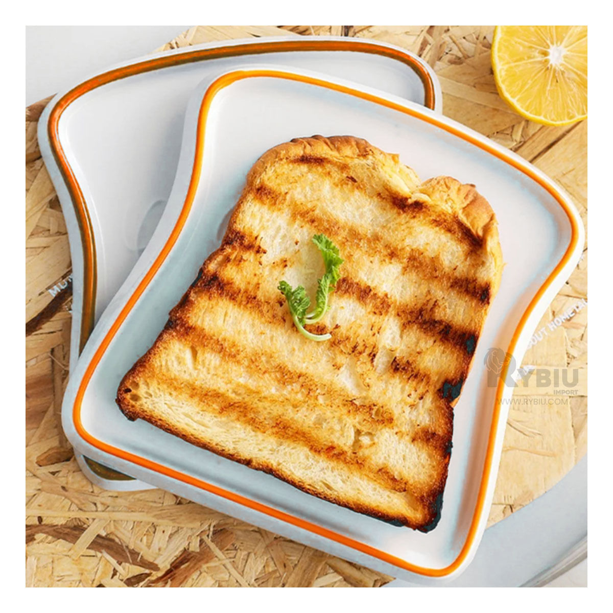 Plato Hecho de Ceramica para Alimentos de Naranja Y+Stickers