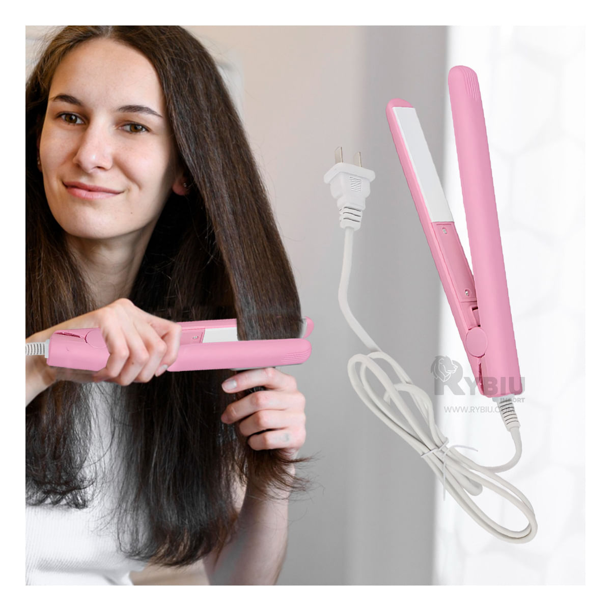 Mini Plancha de Cabello para Damas de Color Rosado