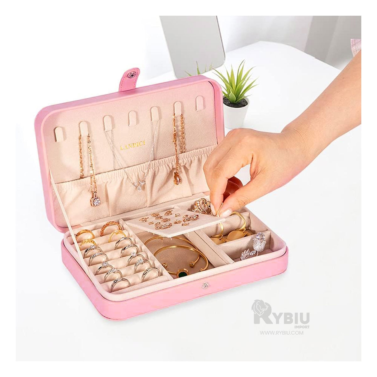 Joyero Clasificador de Color Rosado Y+Stickers