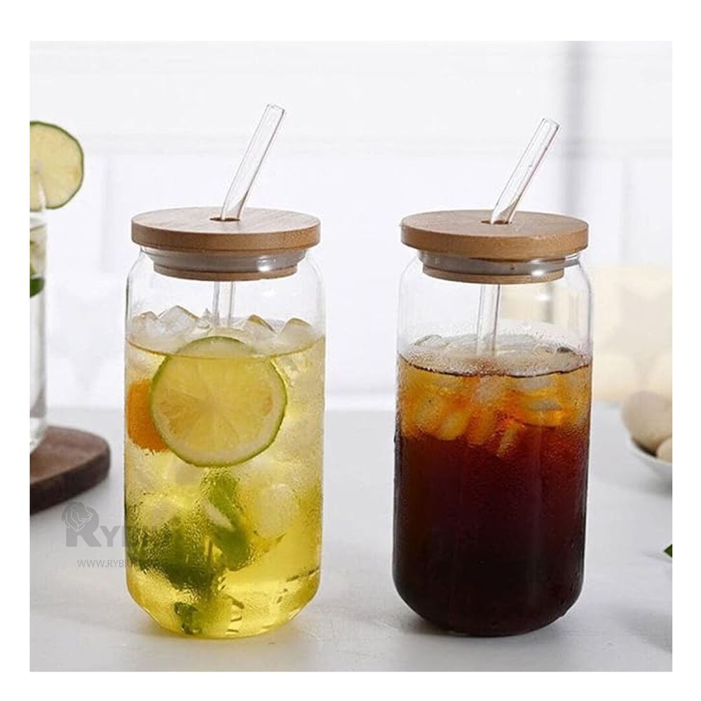 Vaso de Vidrio de 500 ml con Sorbete de Estilo Recto Vaso de Vidrio de 500 ml con Sorbete de Estilo Recto