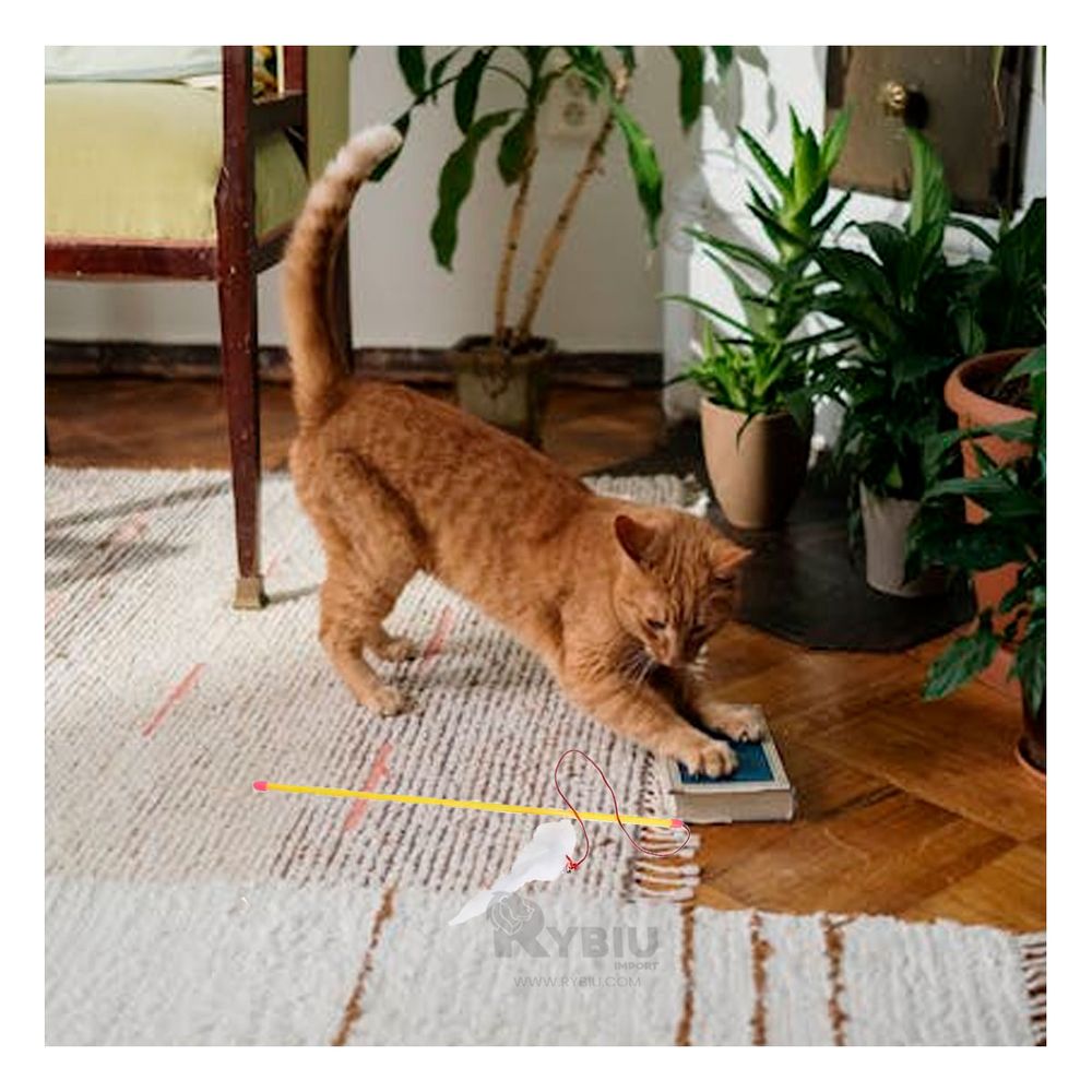 Varita de Felino con Raton Tono Amarillo Y+Papel de Regalo Varita de Felino con Raton Tono Amarillo Y+Papel de Regalo