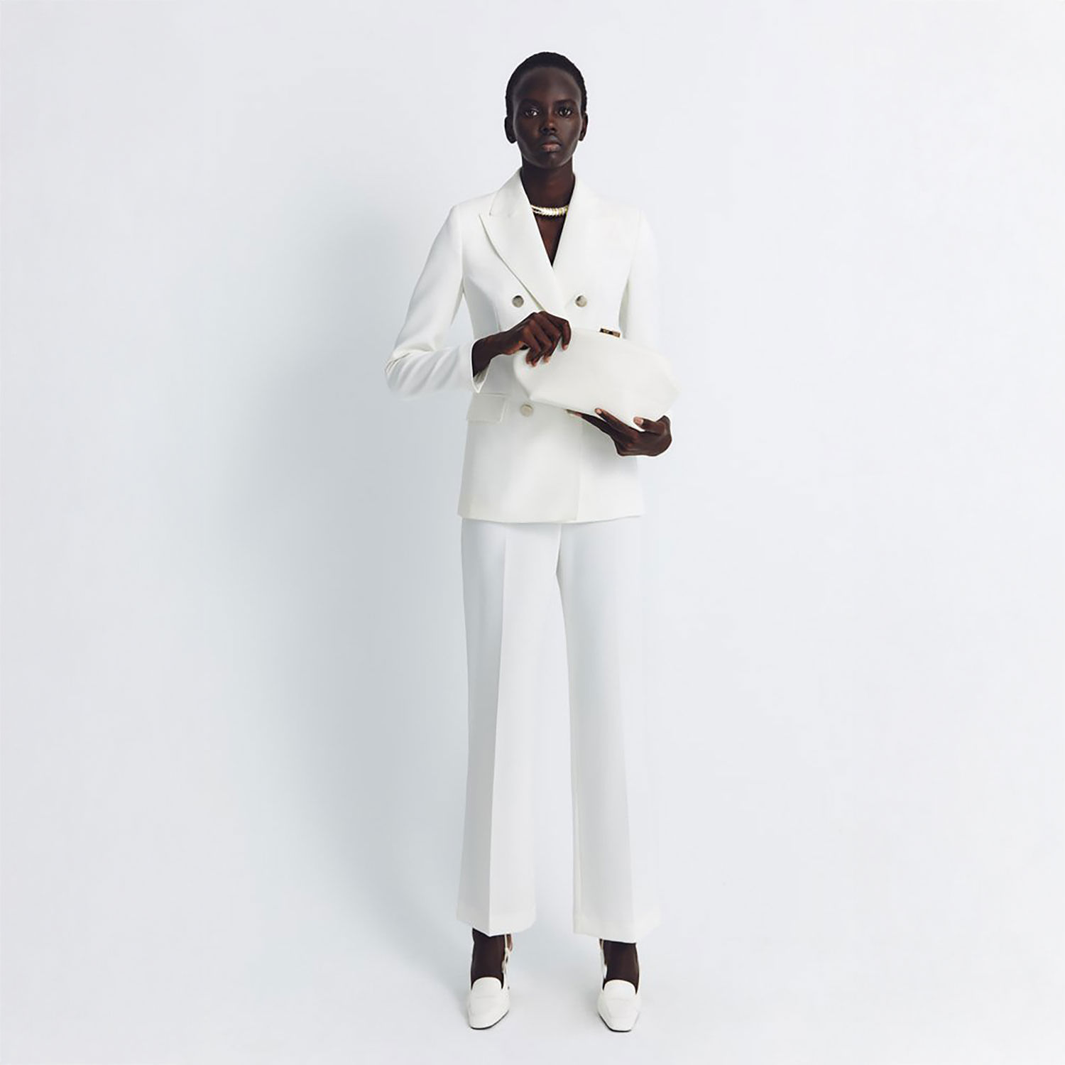 Pantalón Mujer Sfera Ancho Traje Blanco