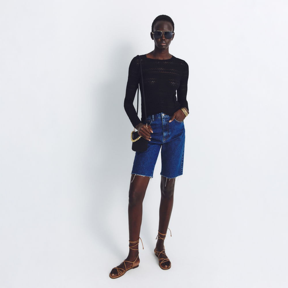 Chompa Mujer Sfera Jersey Calado Cuello Caja Negro