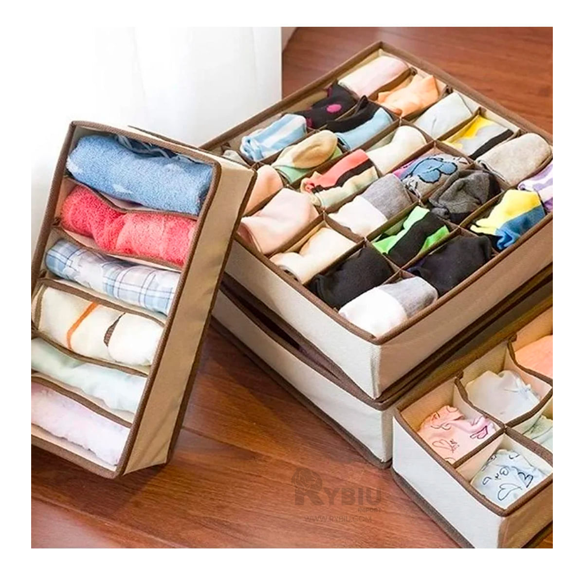 Set para Organizacion de Prendas en Tono Beige Y+Stickers