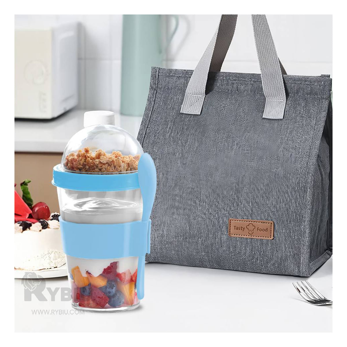 Vaso Atractivo para Viaje de 350 ml Celeste Y+Papel de Regalo