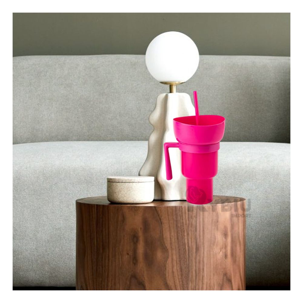 Vaso 2 en 1 para Bebidas y Snacks en Tono Rosado Vaso 2 en 1 para Bebidas y Snacks en Tono Rosado