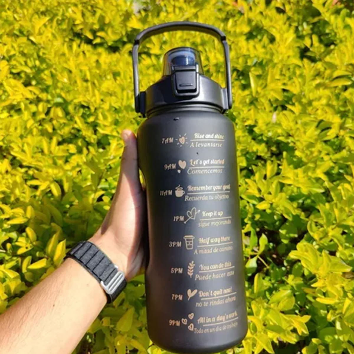 Trio de Termos para Hidratacion en Tapa Negra Y+Stickers