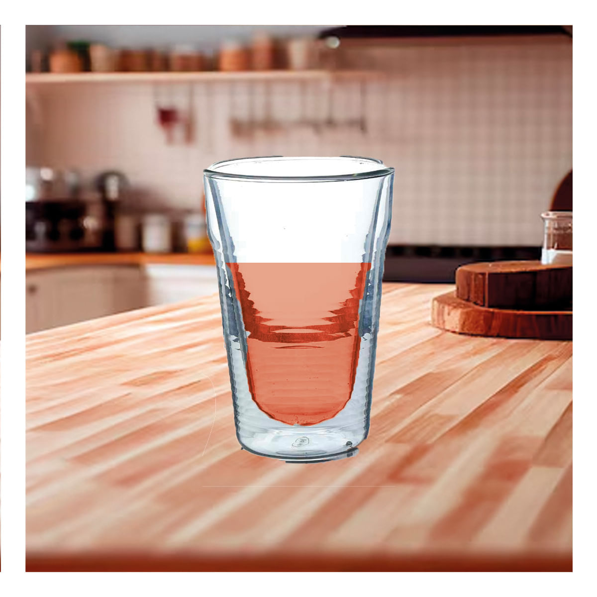 Vaso de Borosilicato en Color Transparente Y+Stickers