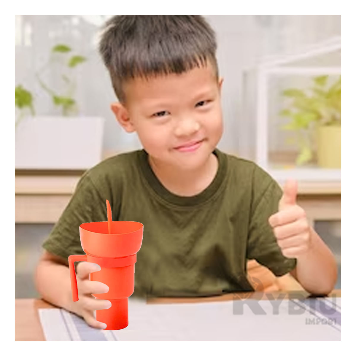 Vaso Resistente para Beber de Color Naranja Y+Stickers