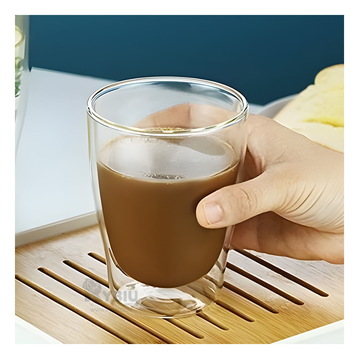 Vaso de Vidrio Funcional Tapa Plomo con Naranja