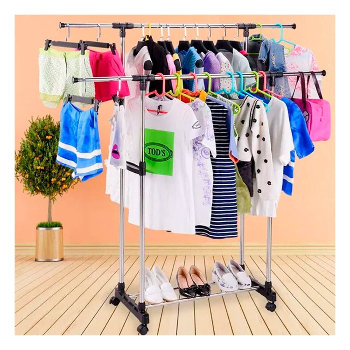 Colgador Organizador de Ropa con Colgador de Color Plomo