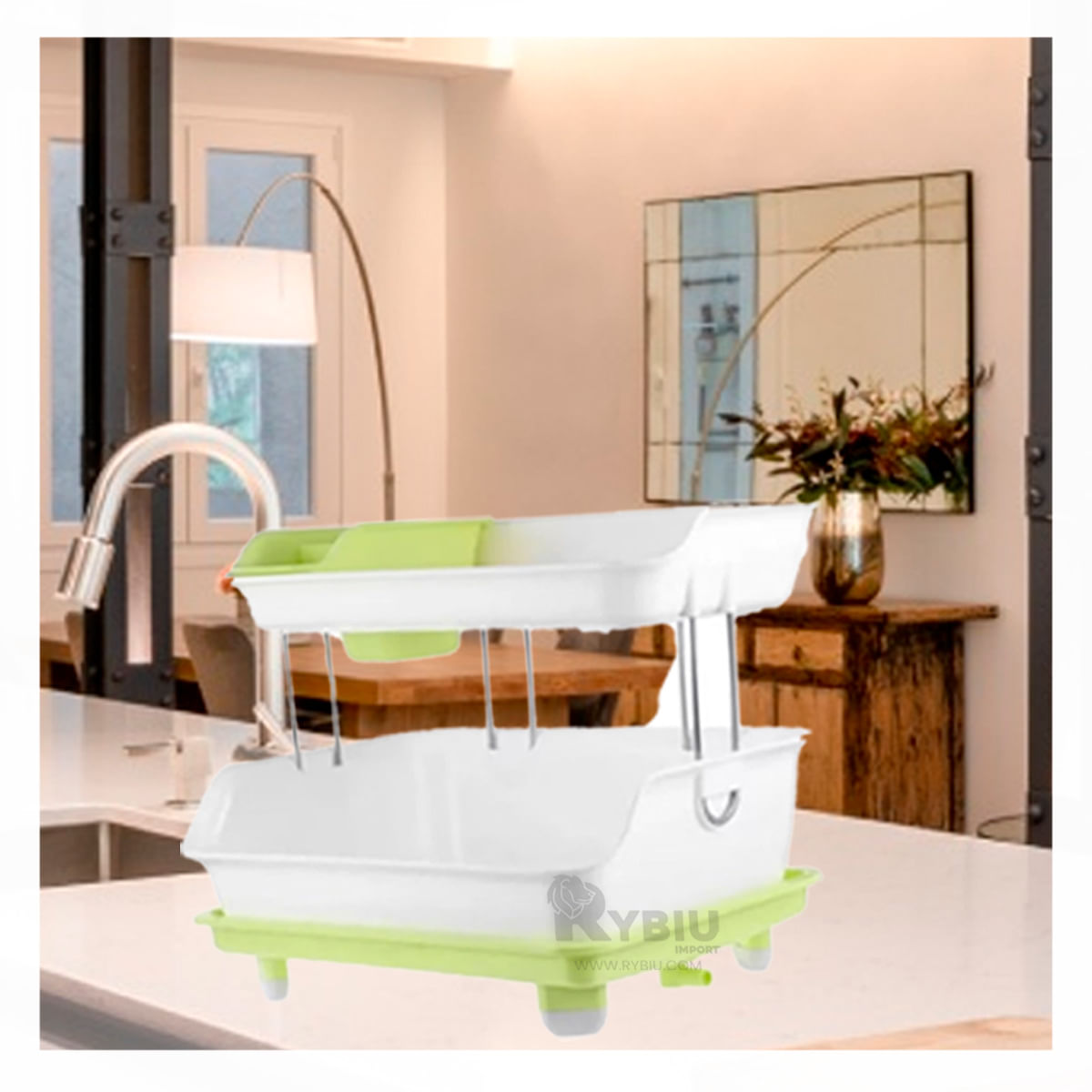 Escurridor de Platos de 2 Niveles Verde Y+Papel de Regalo