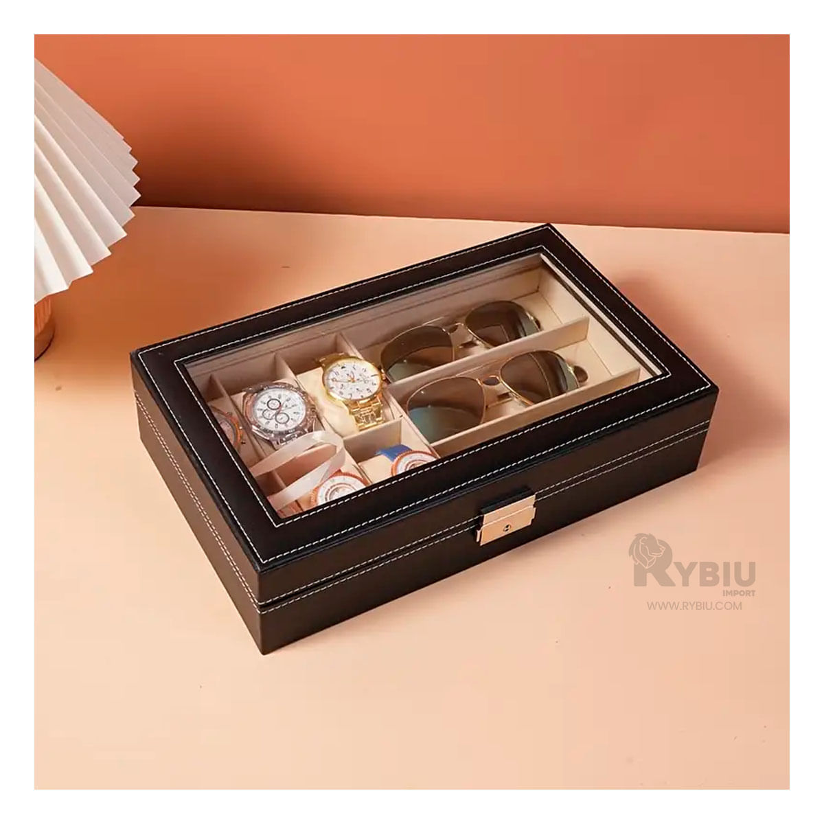 Organizador Atemporal para Relojes y Lentes Negro Y+Agendita