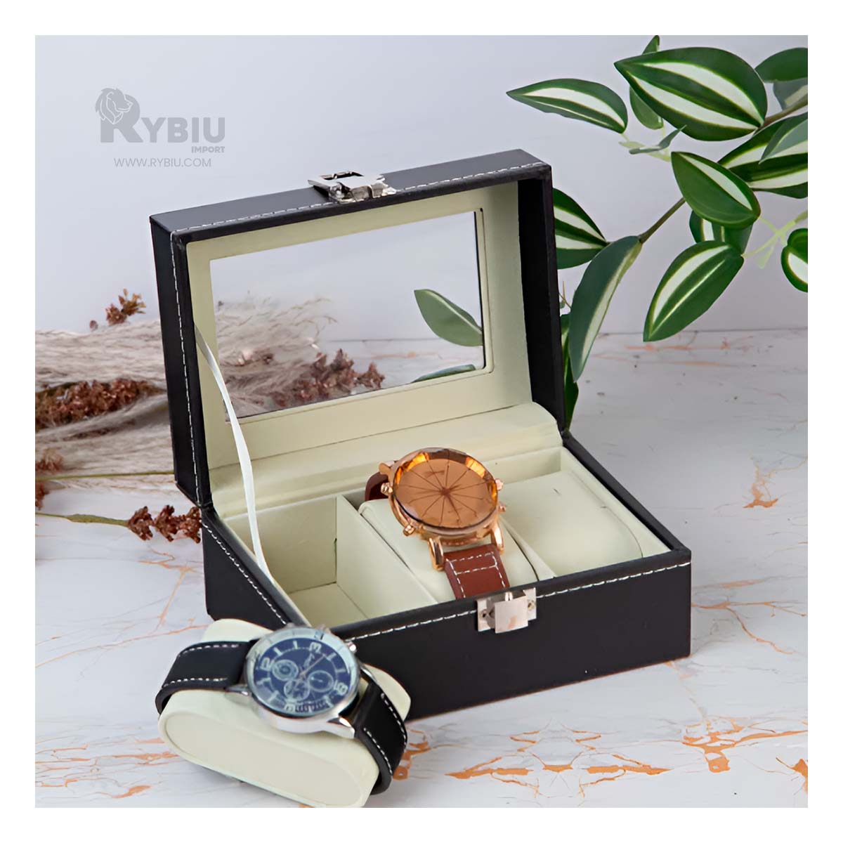 Organizador Atemporal de Relojes en Color Negro Y+Agendita