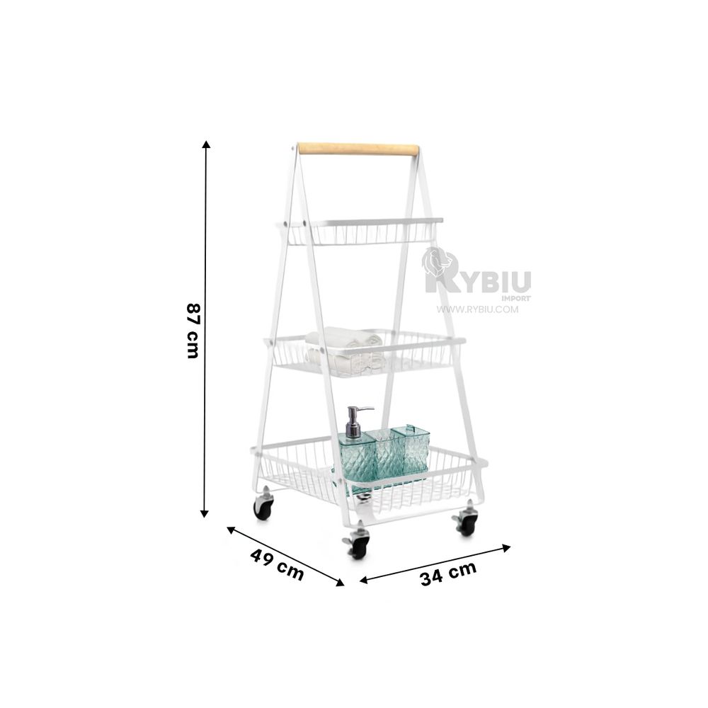 Estante Triangular de 3 Niveles con Ruedas Blanco| Oechsle.pe - Oechsle