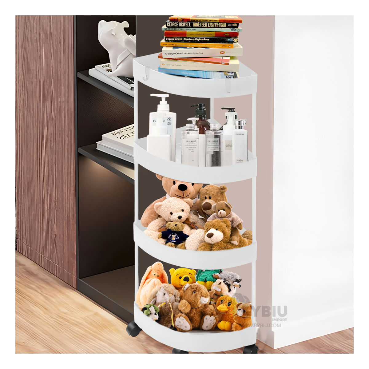 Estante de Esquina Movil en Color Blanco Y+Papel de Regalo