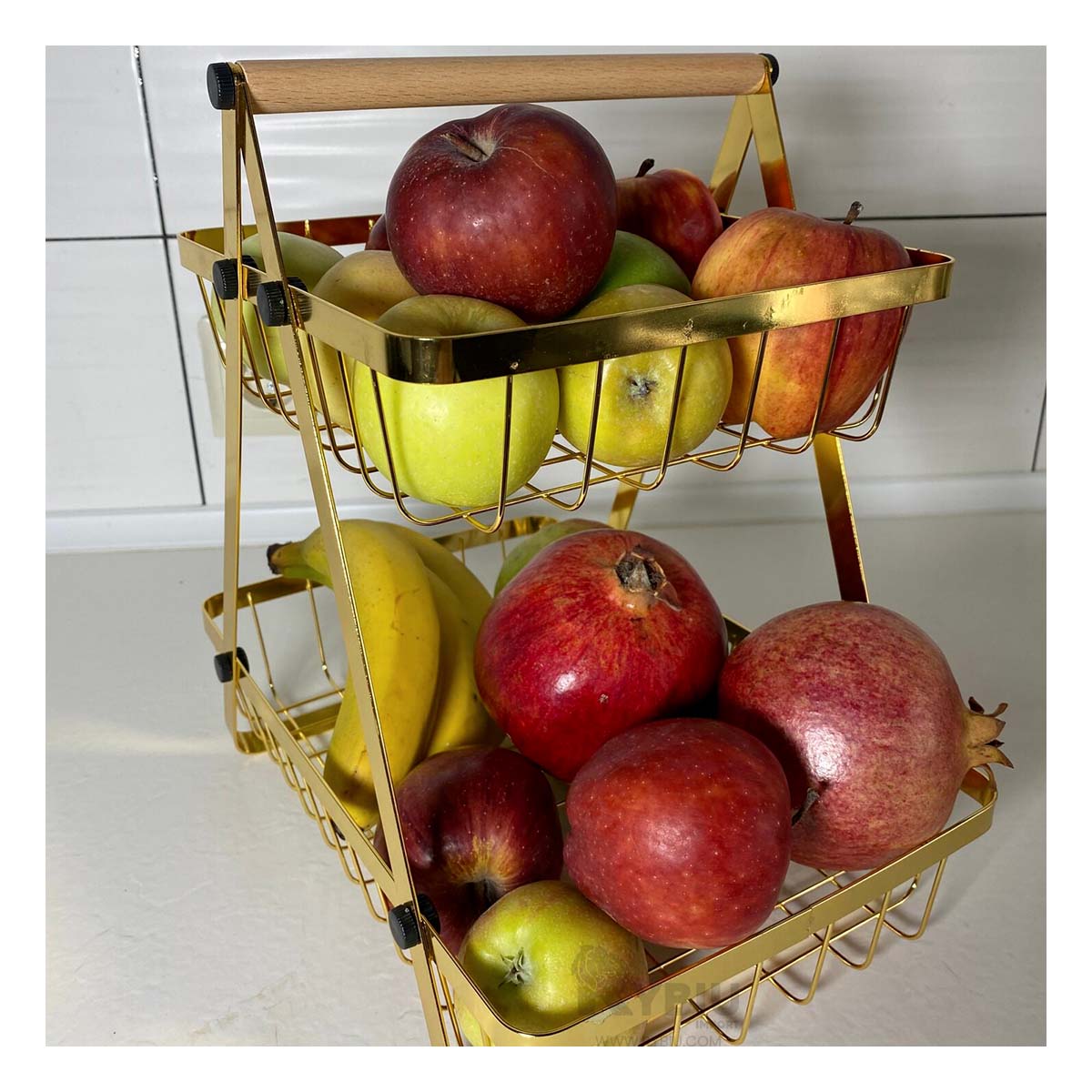 Frutero 2 Niveles Desmontable en Tono Dorado Y+Agendita