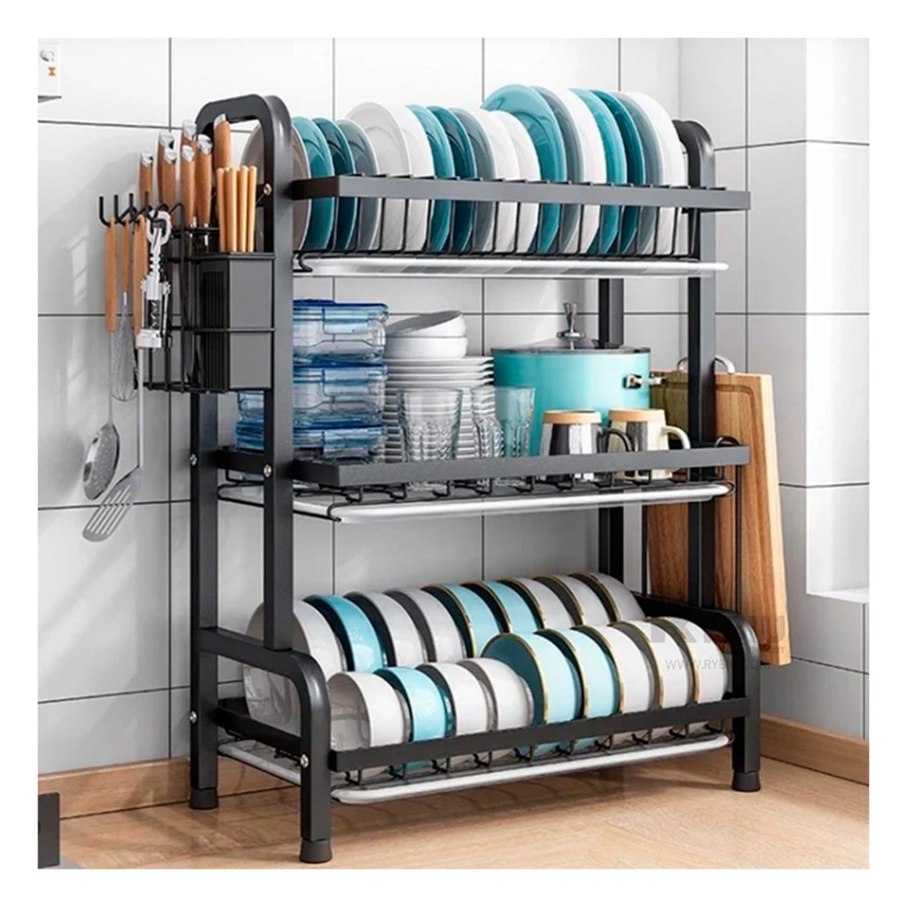 Escurridor con Soporte en Color Negro Y+Papel de Regalo